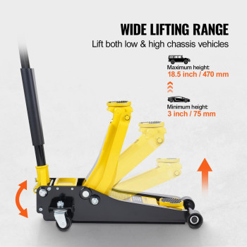 Vevor Low Profile Floor Jack 2 Ton 4400 Lbs Heavy Duty Iron Hydraulic Racing Floor Jack Hydraulic Car Jack Dual Piston Quic