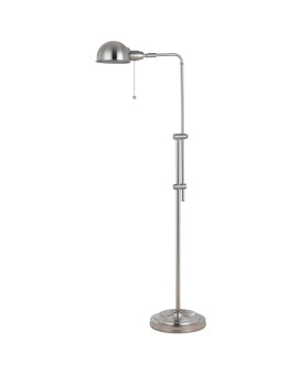 Benjara Adjustable Height Metal Pharmacy Lamp with Pull chain Switch, Silver