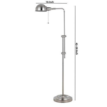 Benjara Adjustable Height Metal Pharmacy Lamp with Pull chain Switch, Silver