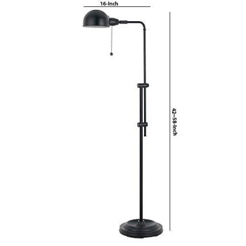 Benjara Adjustable Height Metal Pharmacy Lamp with Pull chain Switch, Black