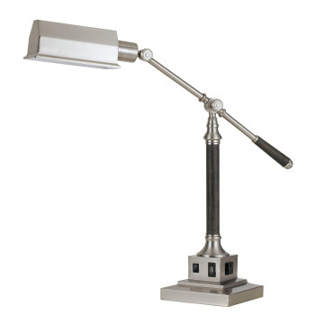 Benjara 60 Watt Metal Desk Lamp with Adjustable Arm and Head, Silver