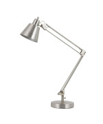 Benjara 60W Metal Task Lamp with Adjustable Arms and Swivel Head, Set of 2, Silver