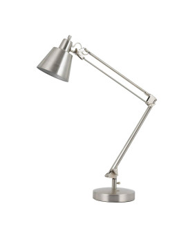 Benjara 60W Metal Task Lamp with Adjustable Arms and Swivel Head, Set of 2, Silver