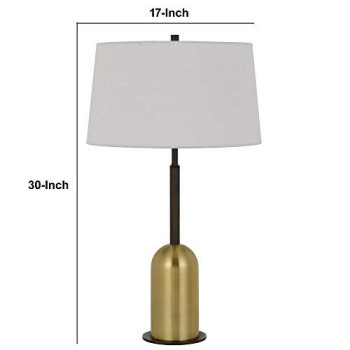 Benjara BM233478 30 Metal Desk Lamp with Drum Style Shade, Brown and gold