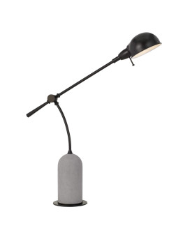 Benjara BM233479 38 Metal Arm Desk Lamp with cement Base, Black and White