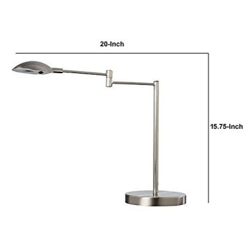 Benjara Desk Lamp with Adjustable Swing Metal Arm, Silver