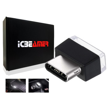 IcBEAMER Type c Adapters Atmosphere Light, color: White] Universal Interface Plug-in Miniature Night Light LED USB car Interior Trunk Ambient