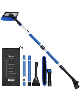 Astroai 624 Ice Scraper And Snow Brush With Squeegee Extendable Detachable Pivoting Anti Scratch Durable Aluminum Body S