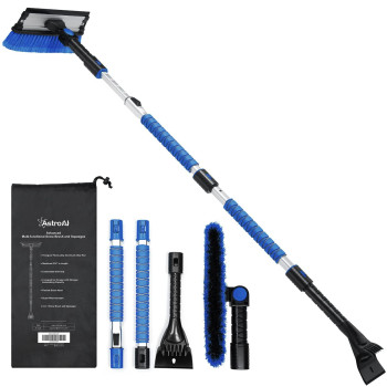 Astroai 624 Ice Scraper And Snow Brush With Squeegee Extendable Detachable Pivoting Anti Scratch Durable Aluminum Body S