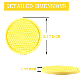 Singaro Car Cup Coaster 4Pcs Universal Nonslip Cup Holders Embedded In Ornaments Coaster Car Interior Accessories Yellow