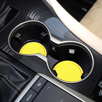 Singaro Car Cup Coaster 4Pcs Universal Nonslip Cup Holders Embedded In Ornaments Coaster Car Interior Accessories Yellow