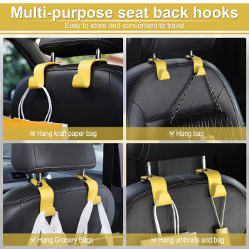 Livtee Car Seat Headrest Hook Car Headrest Hidden Hook 4 Pack Universal Auto Car Back Seat Hook Organizer For Purse Coat Car