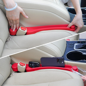 Car Seat Gap Filler Set Of 2 Soft Foam Multifunctional Seat Side Gap Filler With Organizer Hook Function 3In1 Gap Stopper Un