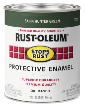 Rustoleum 7732502 Stops Rust Brush On Paint 1 Quarts Pack Of 1 Satin Hunter Green