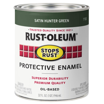 Rustoleum 7732502 Stops Rust Brush On Paint 1 Quarts Pack Of 1 Satin Hunter Green