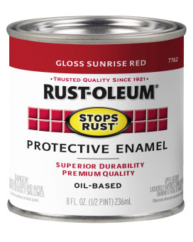 Rustoleum 7762730 Stops Rust Brush On Paint Half Pint Gloss Sunrise Red 8 Fl Oz Pack Of 1