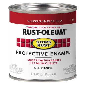 Rustoleum 7762730 Stops Rust Brush On Paint Half Pint Gloss Sunrise Red 8 Fl Oz Pack Of 1