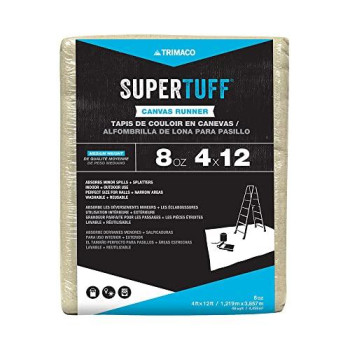 Trimaco 58907 Supertuff 8 Oz Premium Contractor Grade Heavyweight Canvas Drop Cloth 4Feet X 12Feet