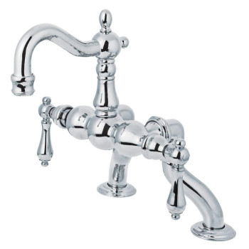 Kingston Brass Cc2002T1 338To10Inch Adjustable Spread Deck Mount Vintage Leg Tub Filler With Metal Lever Handle Polished C