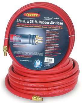 Workforce Air Hose 38 In X 50 Ft 14 Fittings Rubber Red