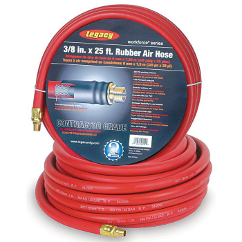 Workforce Air Hose 38 In X 50 Ft 14 Fittings Rubber Red