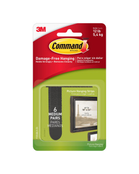 3M Command Picture Hanging Strips Medium Black 6Pkg