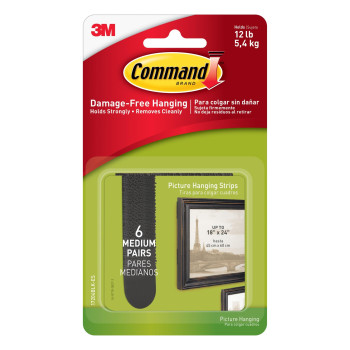 3M Command Picture Hanging Strips Medium Black 6Pkg