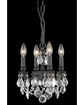 Elegant Lighting 9104D10Dbrc 10 Dia X 10 H In Lillie Collection Hanging Fixture Dark Bronze Finish Royal Cut