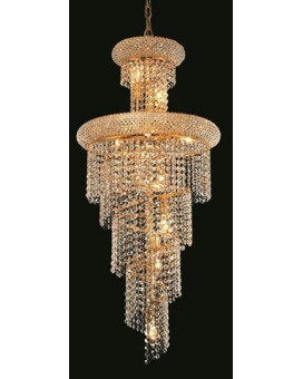 Elegant Lighting 1800Sr16Grc 16 D X 36 In Spiral Collection Hanging Fixture Royal Cut Gold