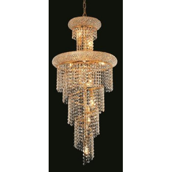 Elegant Lighting 1800Sr16Grc 16 D X 36 In Spiral Collection Hanging Fixture Royal Cut Gold