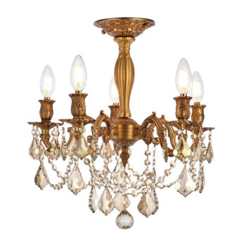 Elegant Lighting 9205F18Fggtrc 18 Dia X 17 H In Rosalia Collection Flush Mount French Gold Finish Royal Cut