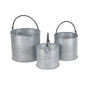 Georgina Set Of 3 Tapered Metal Buckets