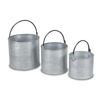 Georgina Set Of 3 Tapered Metal Buckets