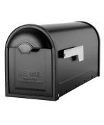 Architectural Mailboxes 8830B10 Winston Nickel Flag Post Mount Mailbox Medium Black