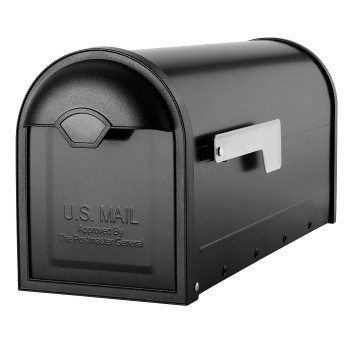 Architectural Mailboxes 8830B10 Winston Nickel Flag Post Mount Mailbox Medium Black