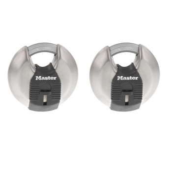 Master Lock Magnum Heavy Duty Stainless Steel Discus Padlock With Key Keyed Alike 2 Pack