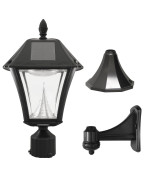 Gama Sonic Gs105Fpwbw Baytown Ii Outdoor Solar Light And 3 Pole Pier Wall Mount Kits Lamp Only Bright White Led Black