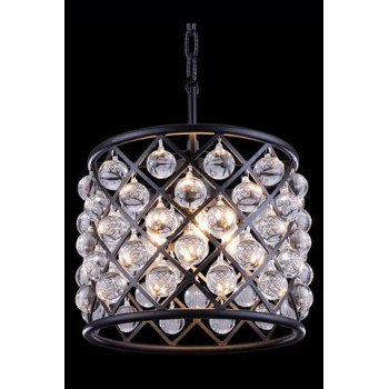 Elegant Lighting 1204D14Mbrc 14 Dia X 13 H In Madison Pendent Lamp Mocha Brown Royal Cut Crystals