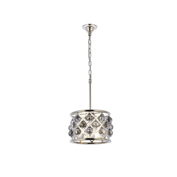 Elegant Lighting 1214D12Pnssrc 12 Dia X 9 H In Madison Pendant Lamp Polished Nickel Royal Cut Silver Shade Grey