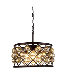 Elegant Lighting 1214D16Mbgtrc 16 Dia X 9 H In Madison Pendant Lamp Mocha Brown Royal Cut Golden Teak Smoky