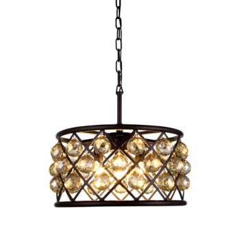 Elegant Lighting 1214D16Mbgtrc 16 Dia X 9 H In Madison Pendant Lamp Mocha Brown Royal Cut Golden Teak Smoky