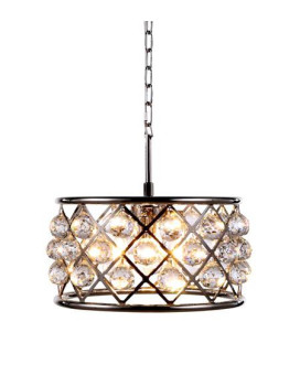 Elegant Lighting 1214D16Pnrc 16 Dia X 9 H In Madison Pendant Lamp Polished Nickel Royal Cut Crystal Clear