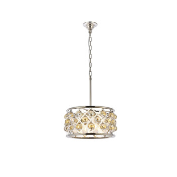 Elegant Lighting 1214D16Pngtrc 16 Dia X 9 H In Madison Pendant Lamp Polished Nickel Royal Cut Golden Teak Smoky