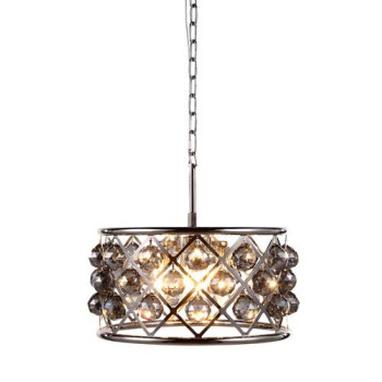 Elegant Lighting 1214D16Pnssrc 16 Dia X 9 H In Madison Pendant Lamp Polished Nickel Royal Cut Silver Shade Grey