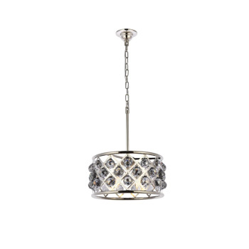 Elegant Lighting 1214D16Pnssrc 16 Dia X 9 H In Madison Pendant Lamp Polished Nickel Royal Cut Silver Shade Grey