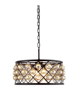 Elegant Lighting 1214D20Mbgtrc 20 Dia X 9 H In Madison Pendant Lamp Mocha Brown Royal Cut Golden Teak Smoky