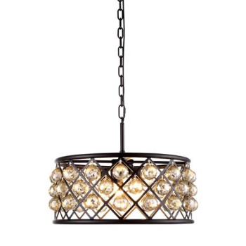 Elegant Lighting 1214D20Mbgtrc 20 Dia X 9 H In Madison Pendant Lamp Mocha Brown Royal Cut Golden Teak Smoky