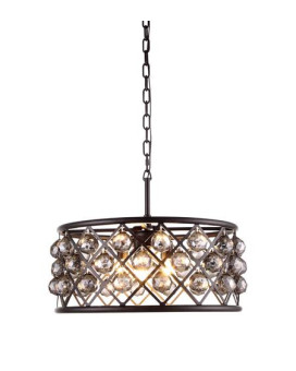 Elegant Lighting 1214D20Mbssrc 20 Dia X 9 H In Madison Pendant Lamp Mocha Brown Royal Cut Silver Shade Grey