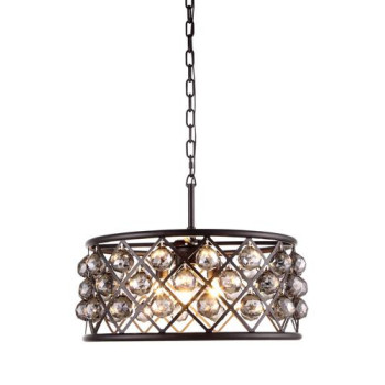 Elegant Lighting 1214D20Mbssrc 20 Dia X 9 H In Madison Pendant Lamp Mocha Brown Royal Cut Silver Shade Grey