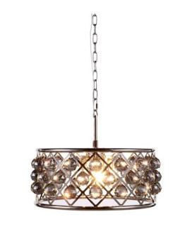 Elegant Lighting 1214D20Pnssrc 20 Dia X 9 H In Madison Pendant Lamp Polished Nickel44 Royal Cut Silver Shade Grey